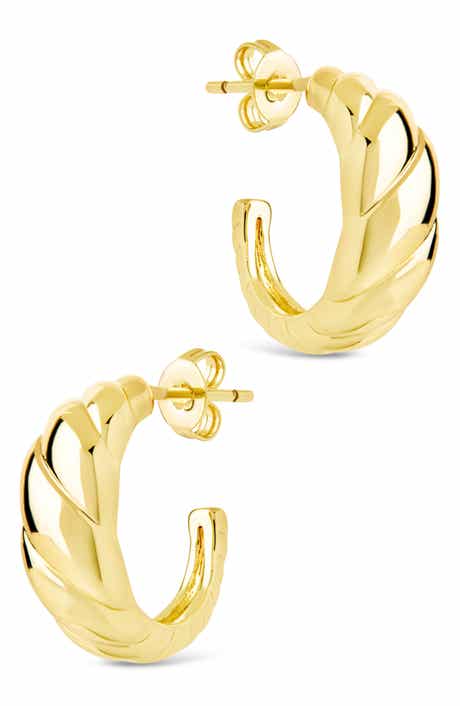 Sterling Forever Preston Tapered Croissant Hoop Earrings