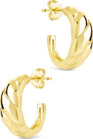 Sterling Forever Preston Tapered Croissant Hoop Earrings
