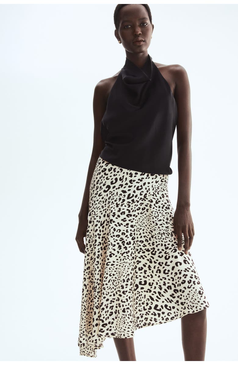 H&M Asymmetric Viscose Skirt, Alternate, color, Cream/Leopard Print