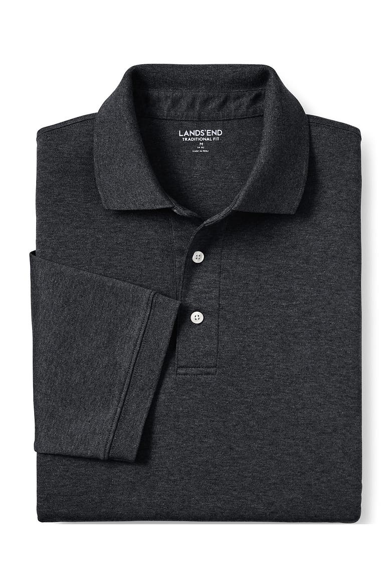 Short Sleeve Cotton Supima Polo Shirt, Alternate, color, Dark Charcoal Heather