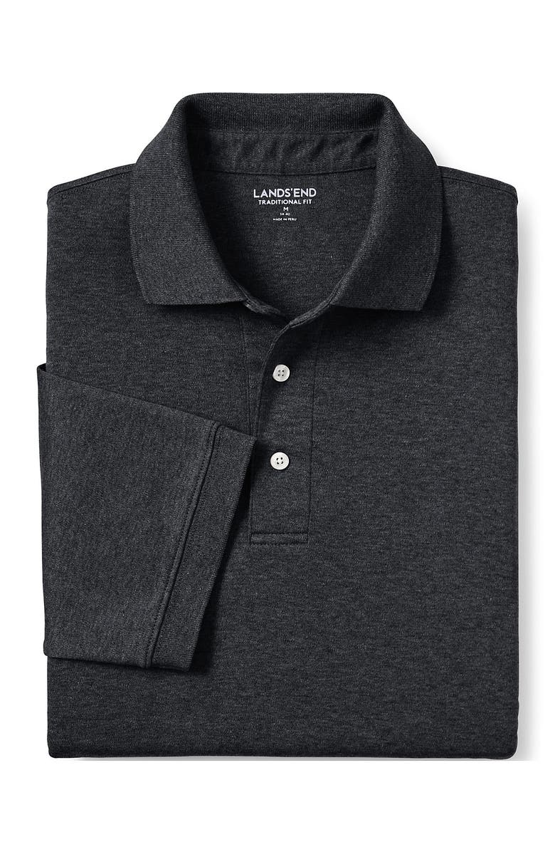 Lands' End Short Sleeve Cotton Supima Polo Shirt, Alternate, color, Dark Charcoal Heather