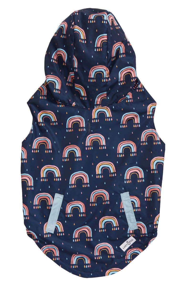Lucy & Co. The Over the Rainbow Reversible Dog Raincoat, Alternate, color, 