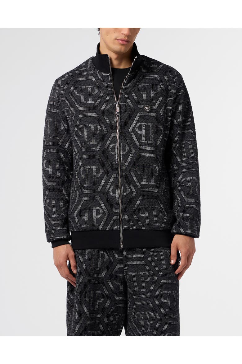 Jacquard Tracksuit Jacket Monogram Men, Main, color, black