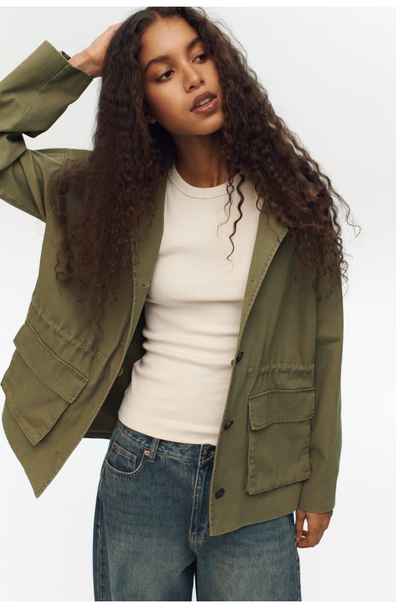 H&M Twill Jacket, Alternate, color, Khaki Green