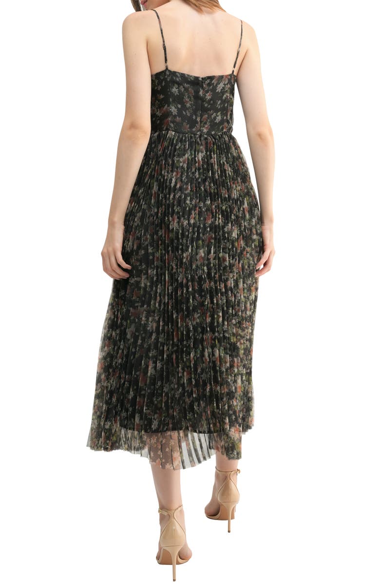 Lush Floral Pleated Midi Dress, Alternate, color,