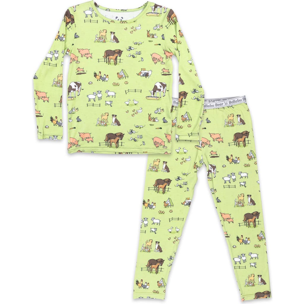 Bellabu Bear Kids' Farm Animals Set Of 2 Piece Pajamas In Farm Animals