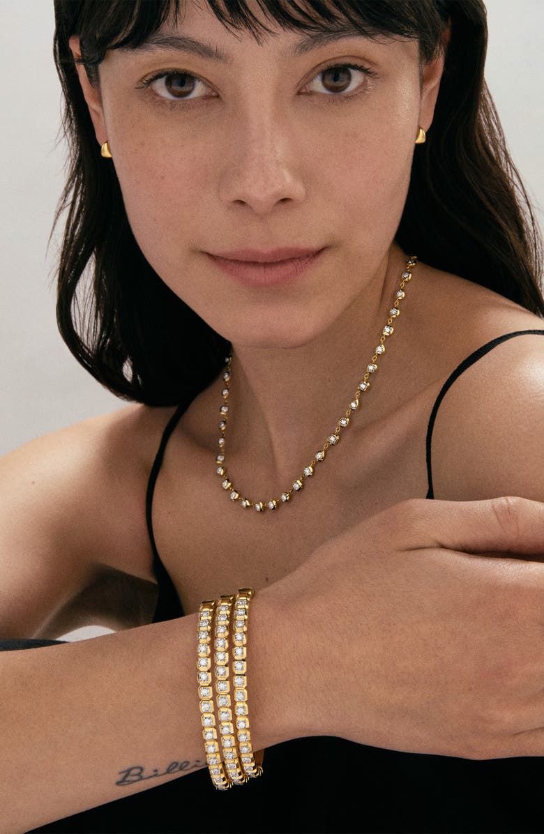 Monica Vinader Asscher Set Lab Created Diamond Bangle, Alternate, color, 18Ct Gold Vermeil / Lab Dia