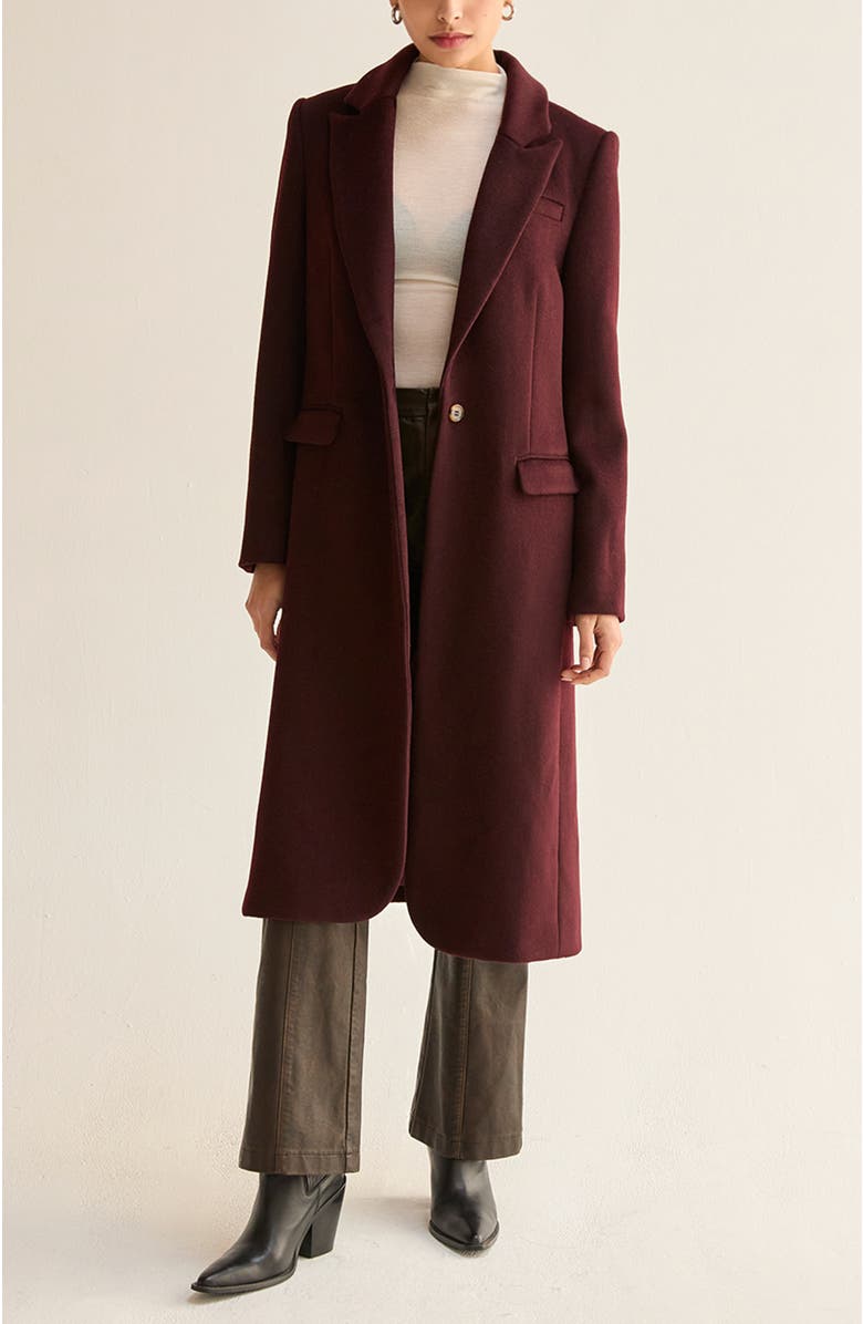 CRESCENT Brushed Wool Blend Coat, Alternate, color, Merlot