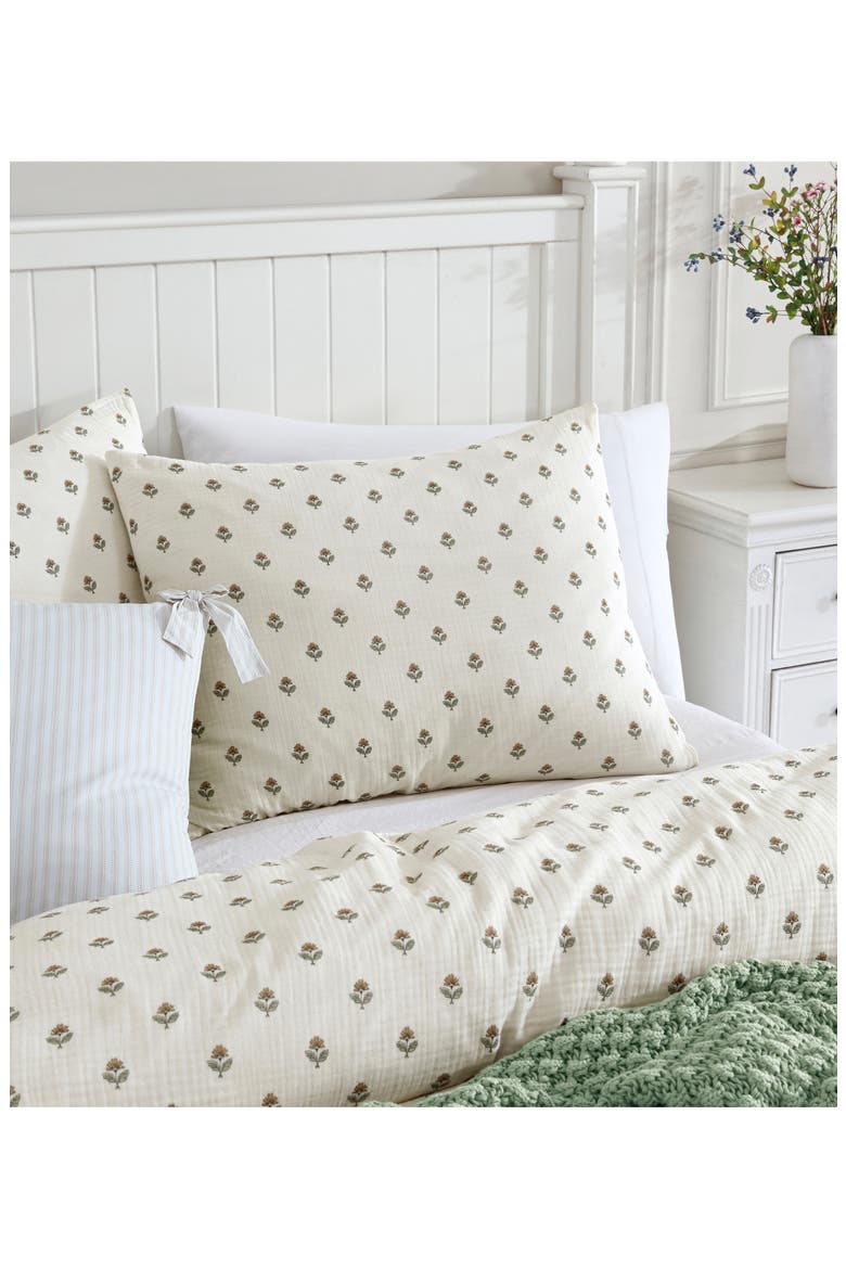 Block Print Cotton Gauze Duvet & Shams Set, Alternate, color, IVORY MULTI