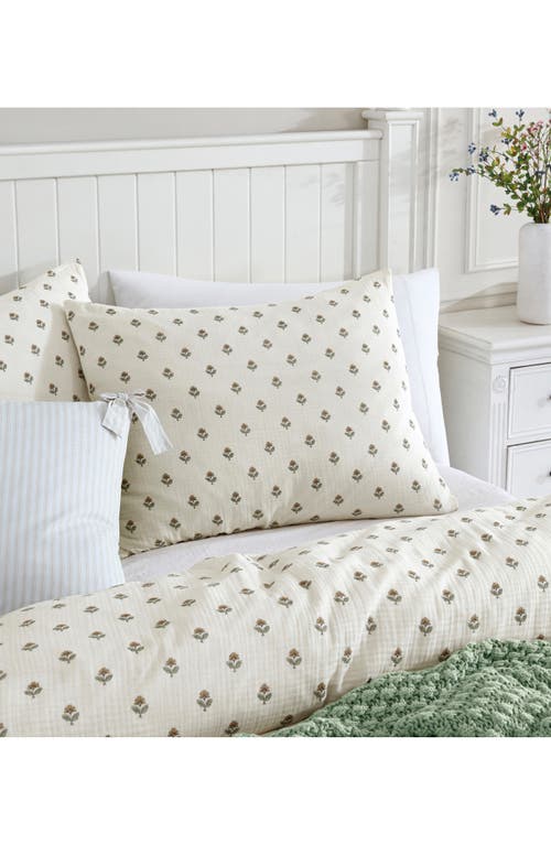 Peri Home Block Print Cotton Gauze Duvet & Shams Set In White