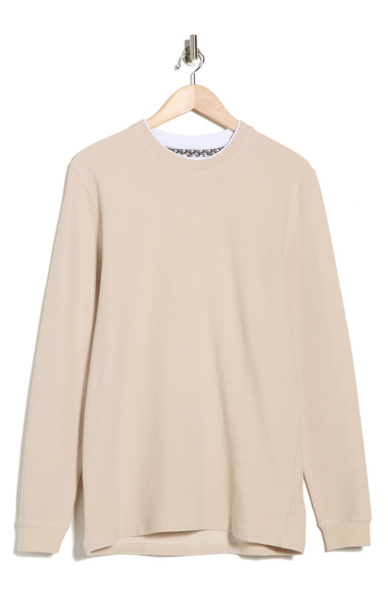 DENIM AND FLOWER Textured Long Sleeve T-Shirt, Alternate, color, Sand