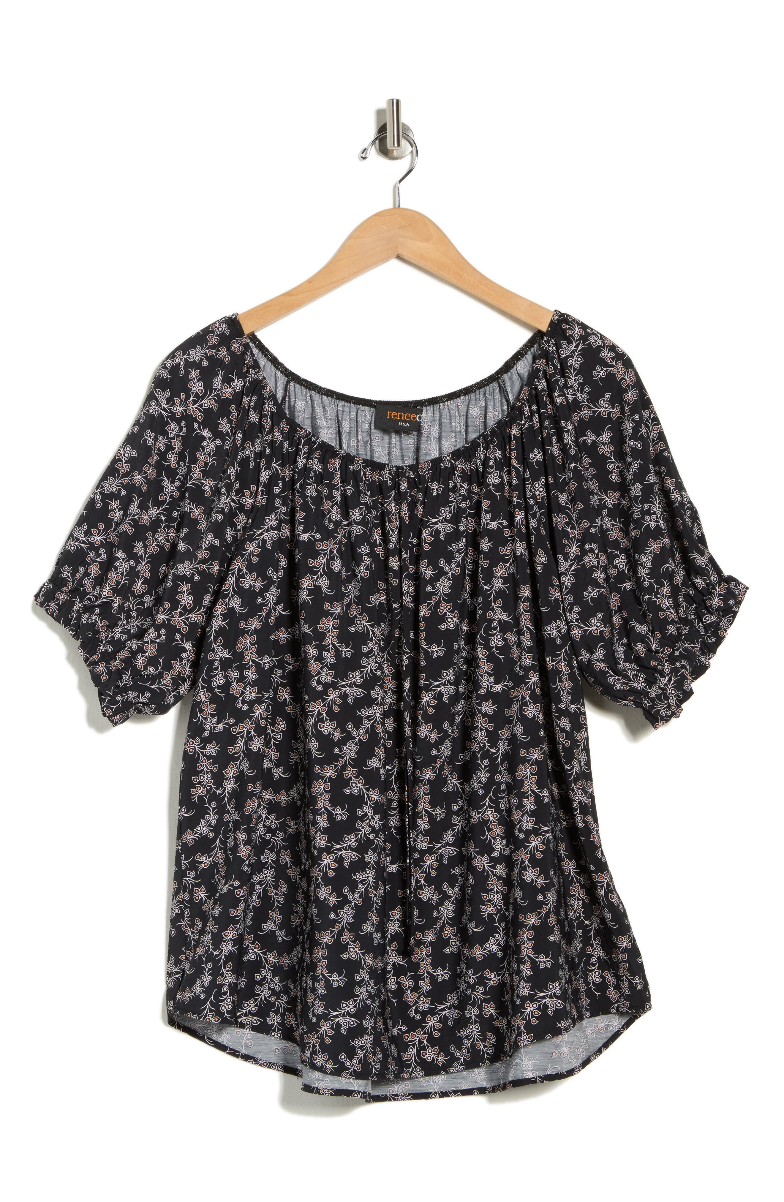 Renee C Floral Short Sleeve Top