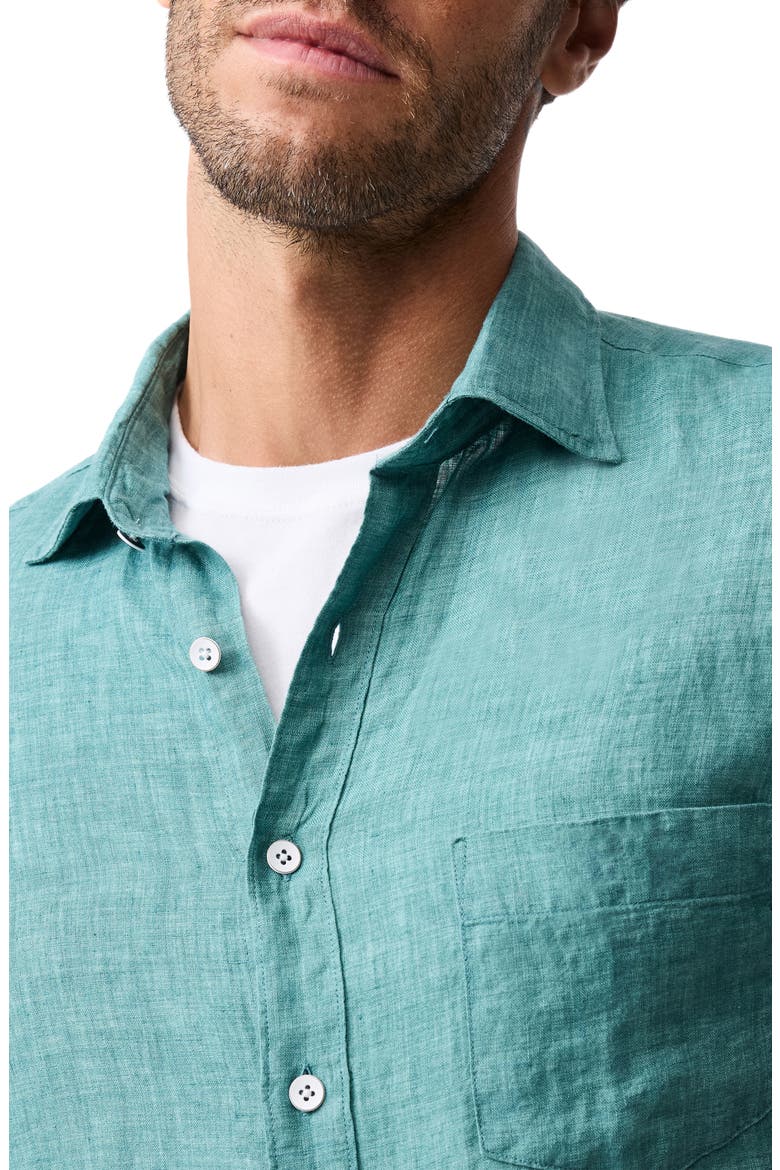 Palm Beach Sports Fit Short Sleeve Linen Button-Up Shirt, Alternate, color, SAVANNAH