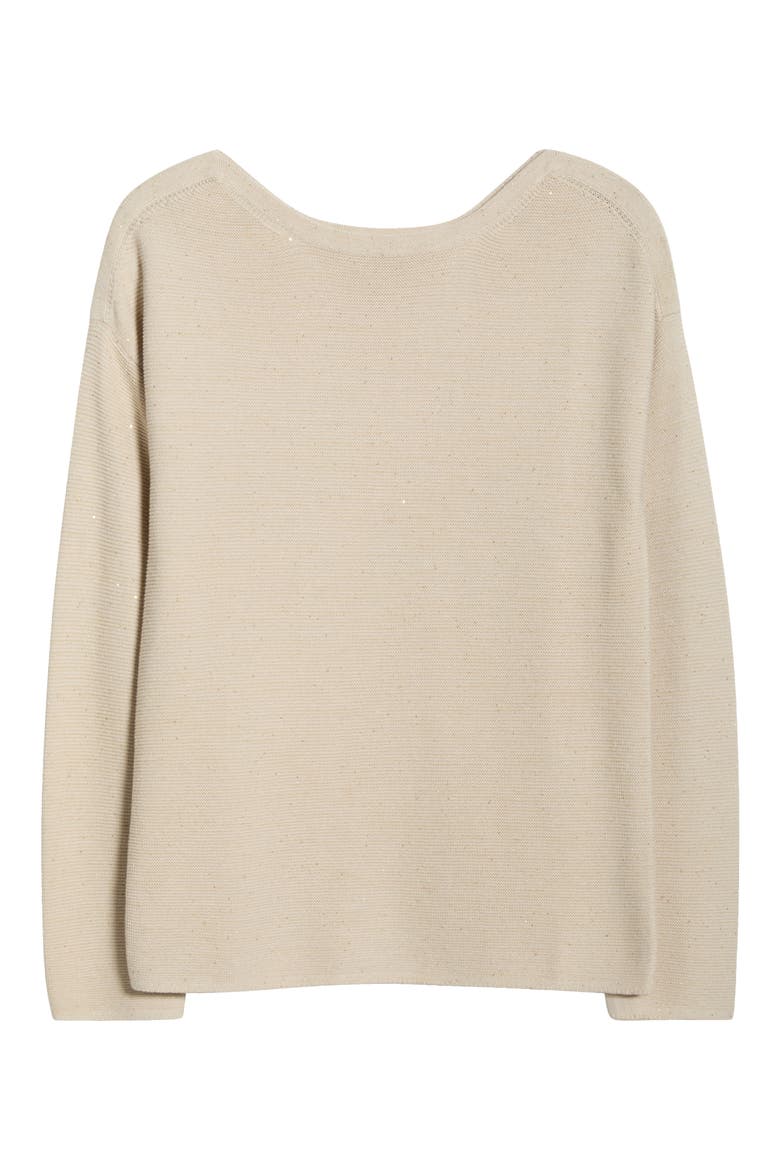Crystal Sands Sequin Relaxed Fit Cotton Blend Sweater, Alternate, color, SEEDPEARL