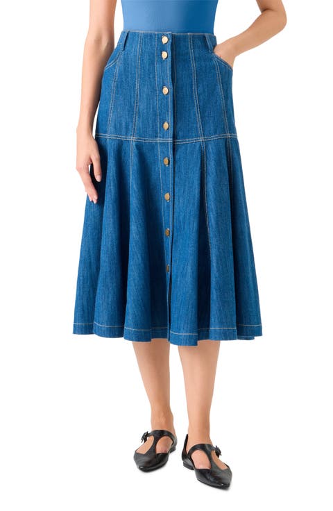 Stretch Denim Tiered Skirt