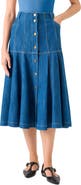 Akris punto Stretch Denim Tiered Skirt