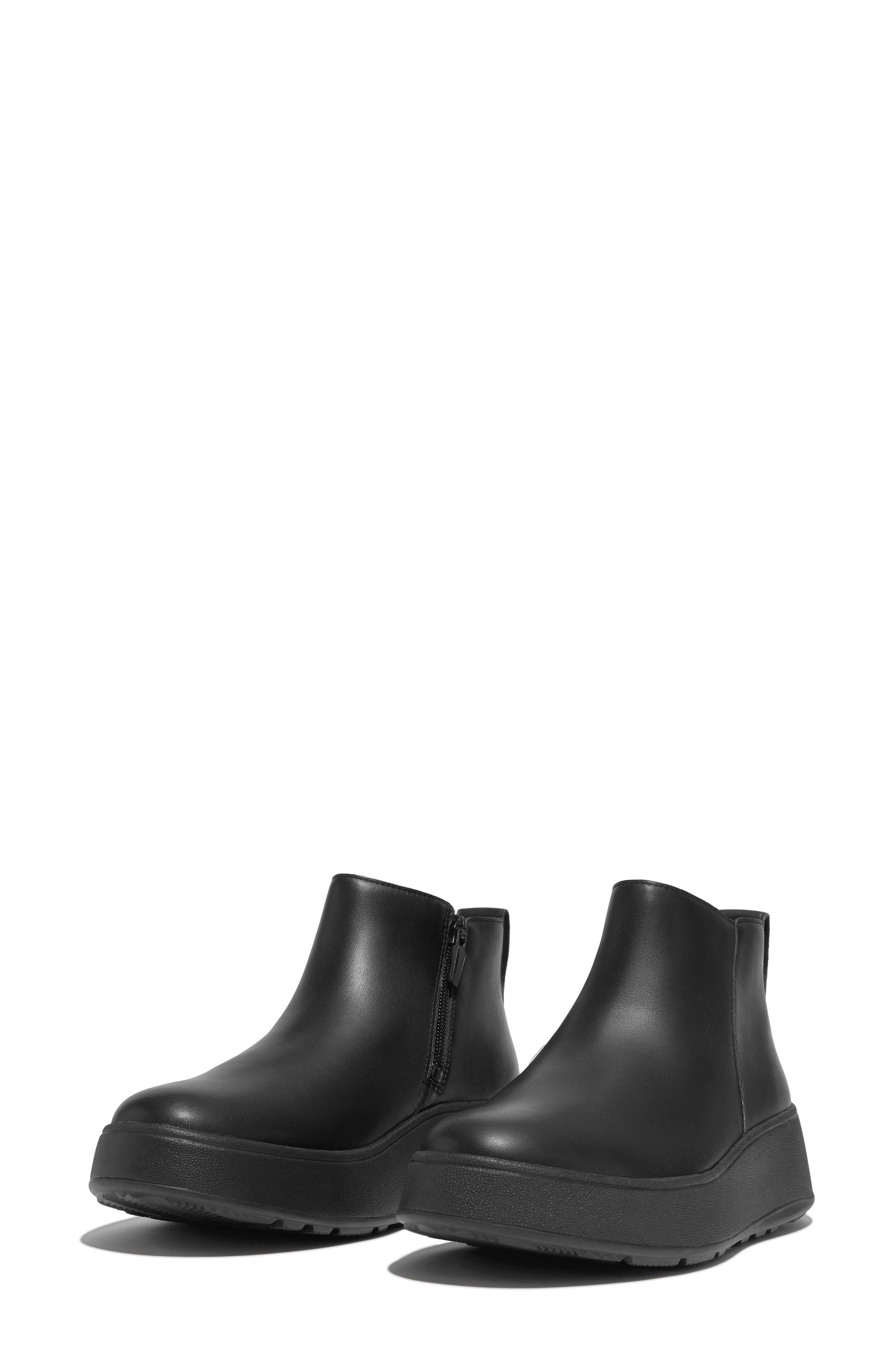 FitFlop F-Mode Platform Bootie, Alternate, color, All Black