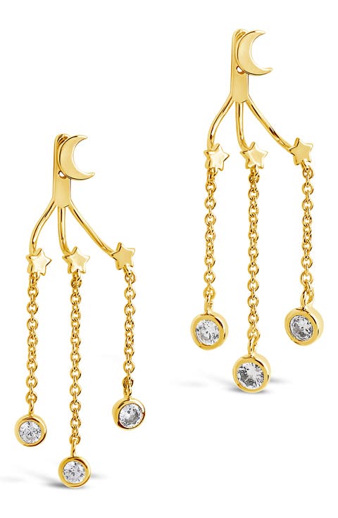 Moon & Star Jacket Earrings