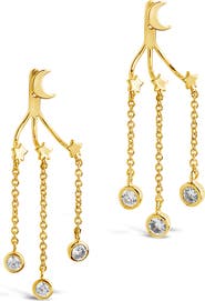 Sterling Forever Moon & Star Jacket Earrings