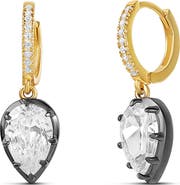 SHYMI Pavé Pear Drop Huggie Hoop Earrings
