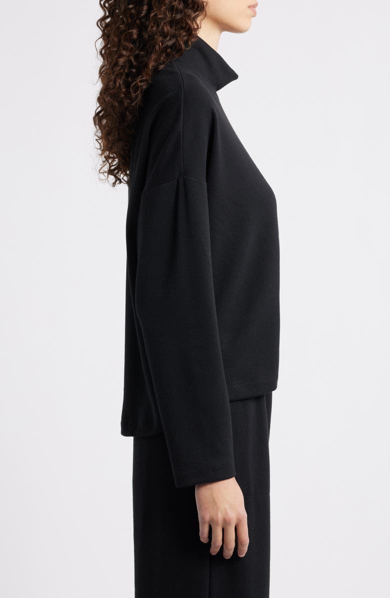 Caslon<sup>®</sup> Drop Shoulder Turtleneck Sweatshirt, Alternate, color, Black