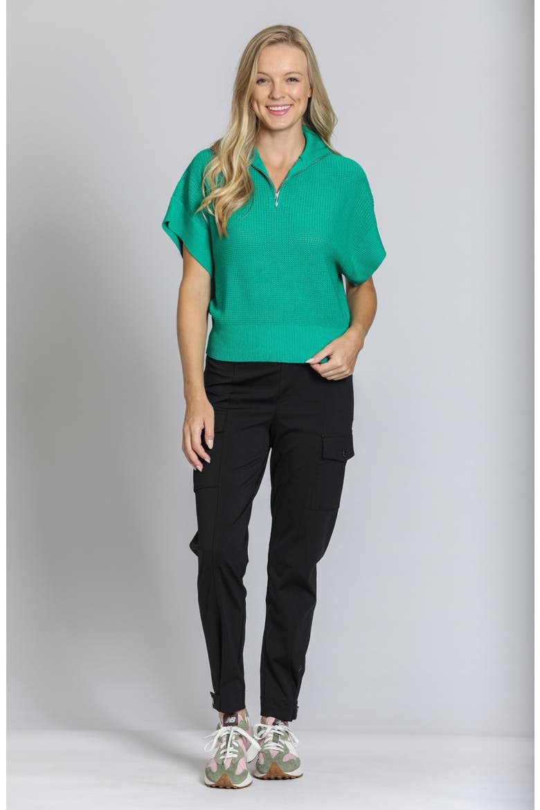 Open Stitch Quarter Zip Sweater, Alternate, color, EMERALD