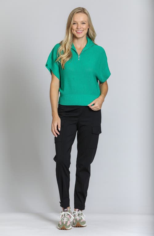 Apny Open Stitch Quarter Zip Sweater In Emerald