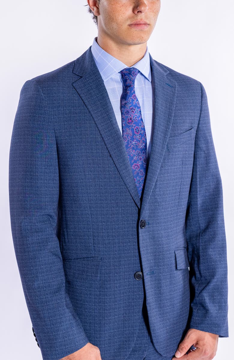 SAVILE ROW CO Hoxton Blue Tattersall Knit Suit, Alternate, color, Blue