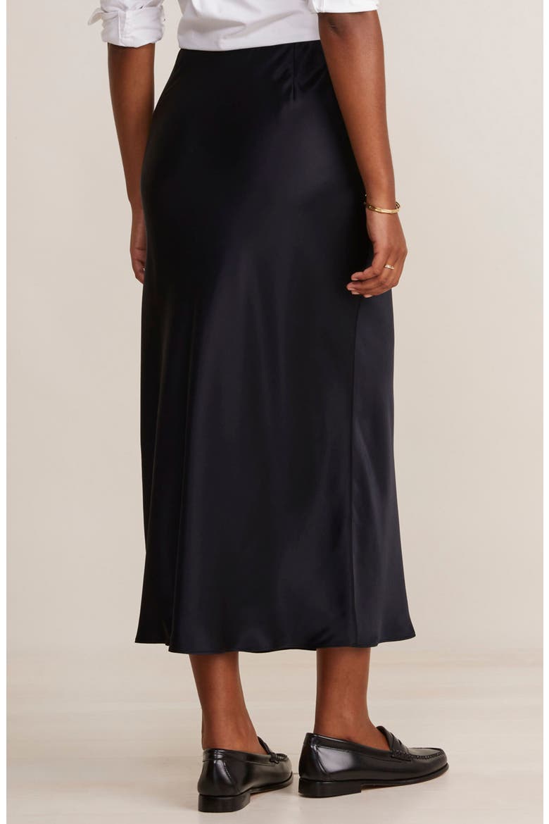 Satin Midi Slip Skirt, Alternate, color, JET BLACK