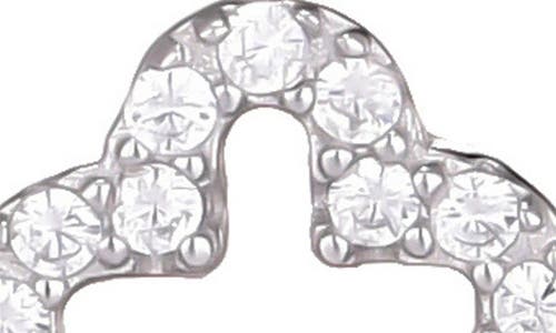 Adornia .925 Sterling Silver Mini Clover Cz Outline Studs In Metallic