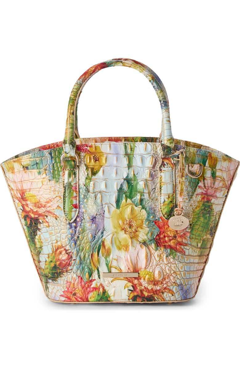 Brahmin Jenny Croc Embossed Leather Satchel, Main, color, Succulent Bloom