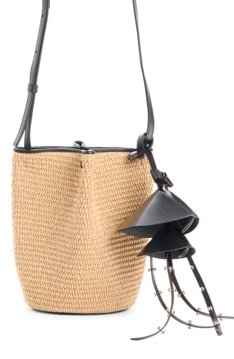 Nano Snap Raffia Bucket Bag