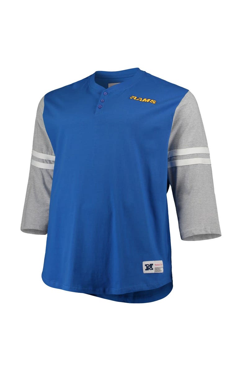 Mitchell & Ness Men's Mitchell & Ness Royal Los Angeles Rams Big & Tall Henley 3/4-Sleeve T-Shirt, Alternate, color, 