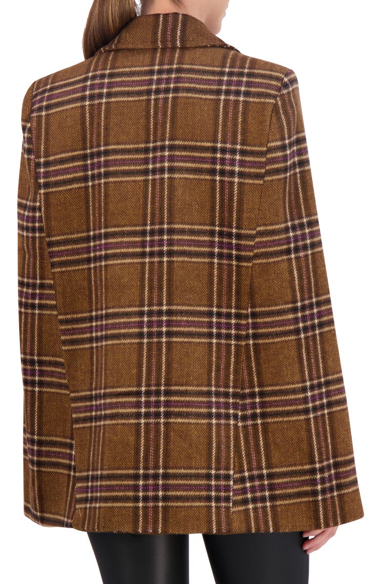 Ookie & Lala Plaid Cape Jacket, Alternate, color, Brown/ Berry/ Black