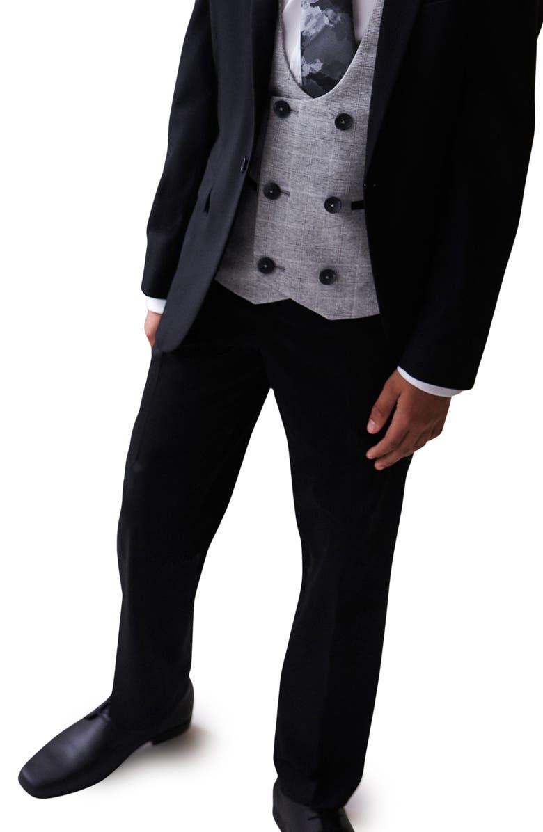 NEXT Kids' Solid Black Flat Front Dress Pants, Alternate, color,