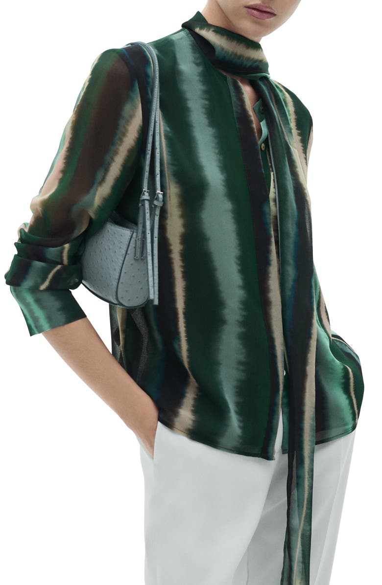 MANGO Printed Pussybow Top, Main, color,