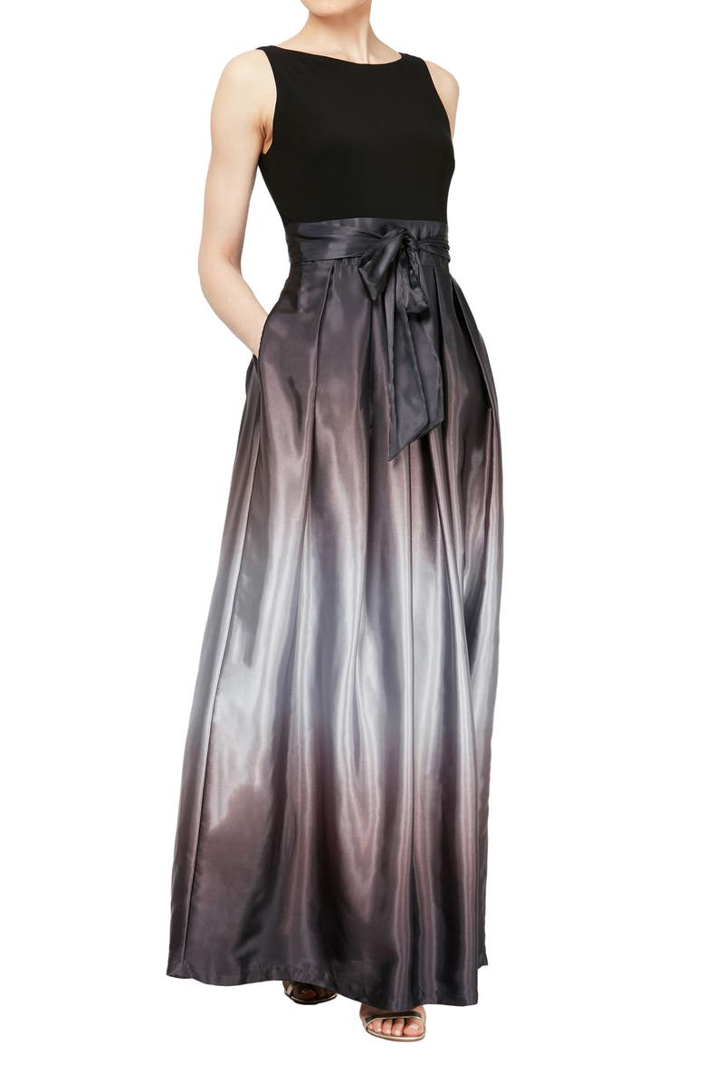 SL FASHIONS SLNY Ombre Satin Gown, Main, color, 