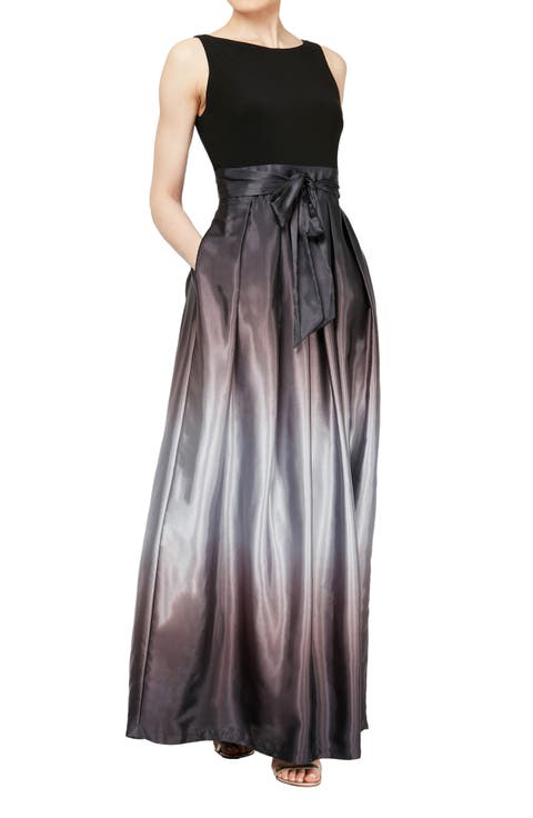SLNY Ombre Satin Gown (Petite)