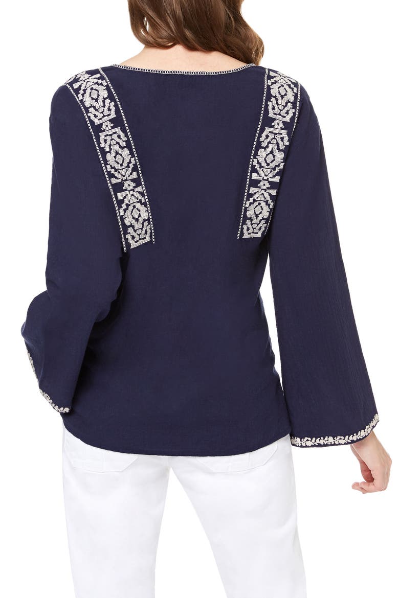 Nova Embroidered Top, Alternate, color, SATEEN NAVY/ LIGHT DUNE
