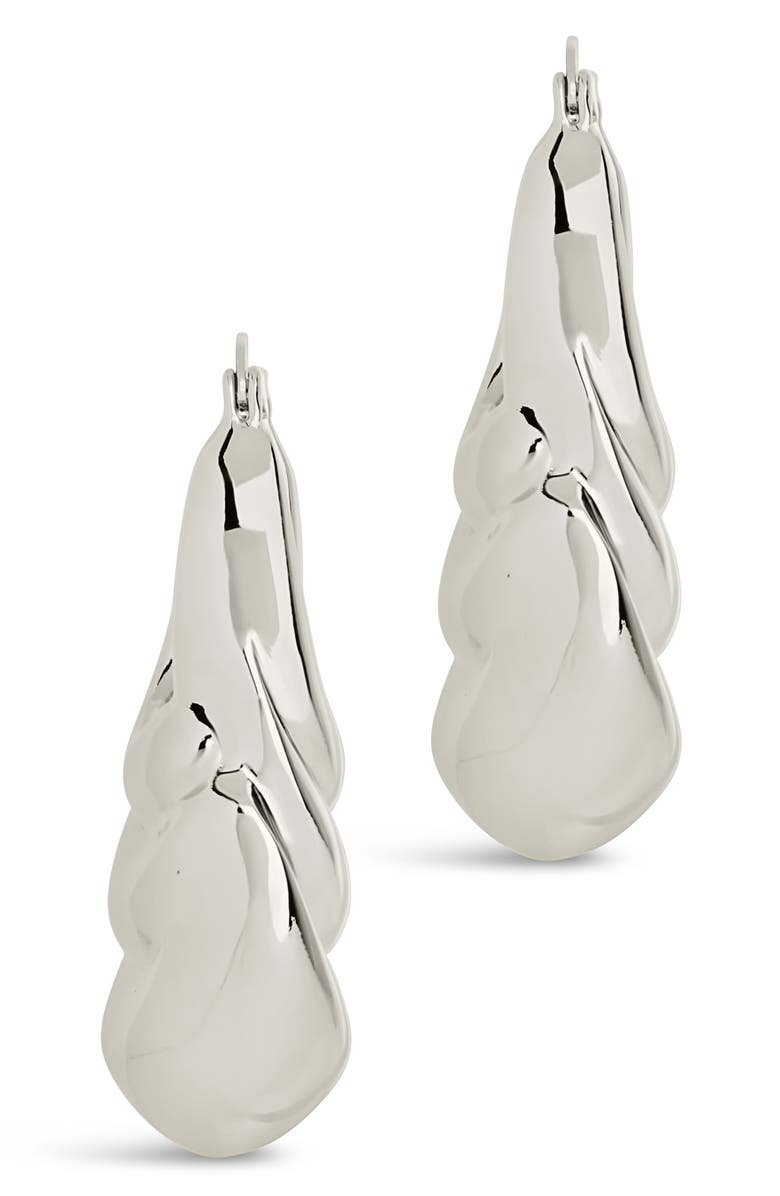 Sterling Forever Manon Hoop Earrings, Alternate, color, Silver