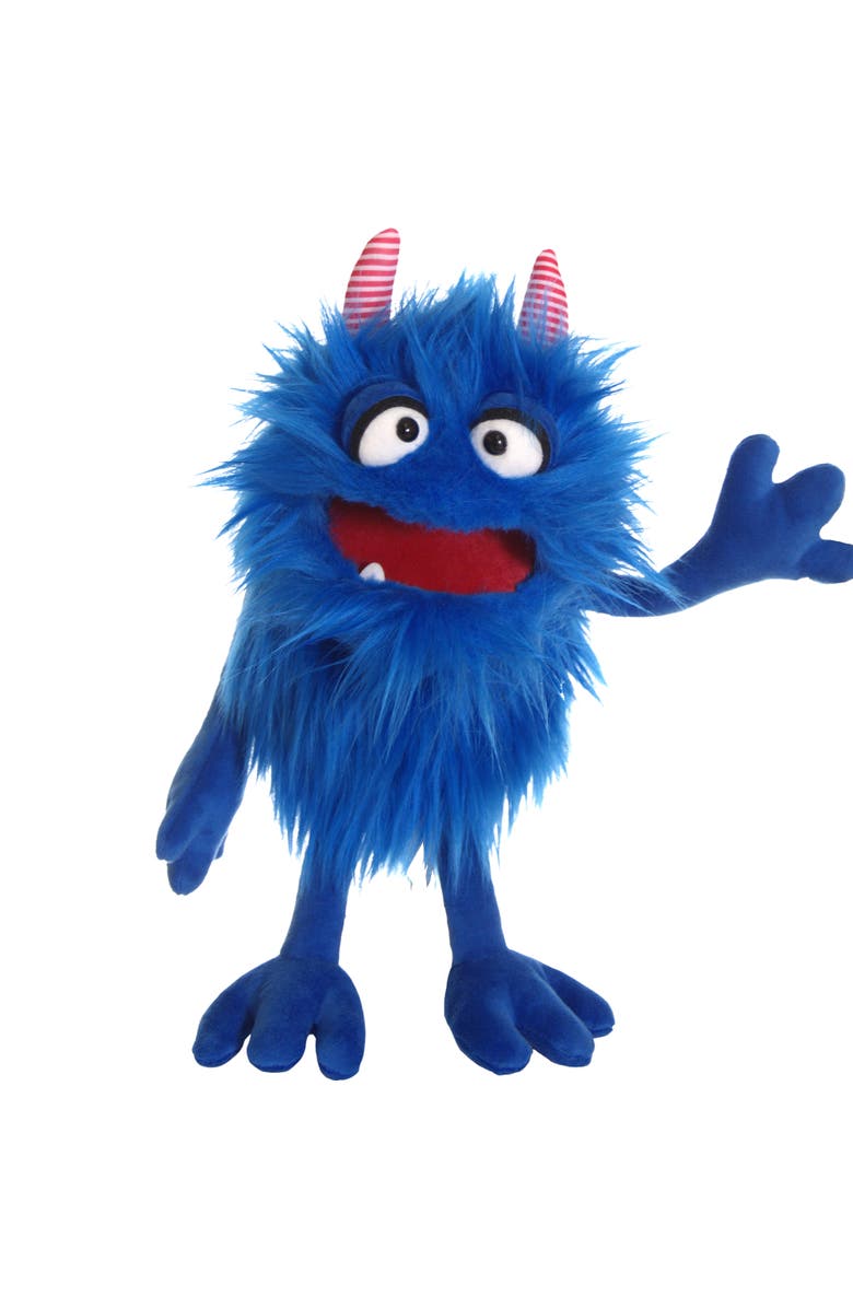 Living Puppets Mack The Blue Friendly Monster 14 Inch Plush Hand Puppet, Handmade, Main, color, Blue