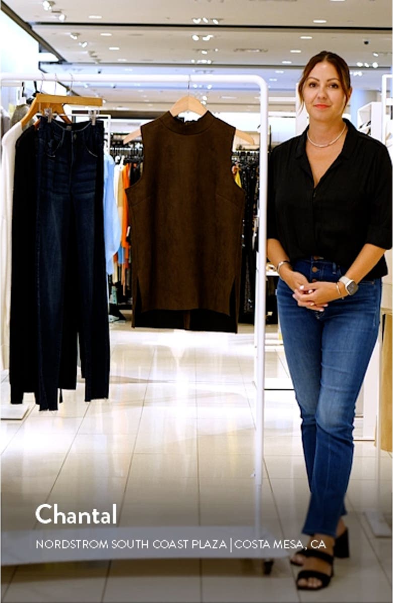 Mock Neck Sleeveless Faux Suede Top, sales video thumbnail