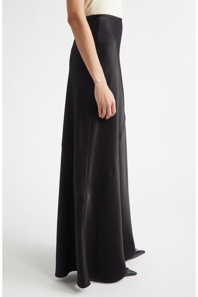 Beverly Liquid Satin Skirt, Alternate, color, BLACK