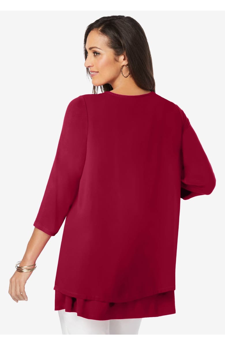 Jessica London Double-Layer High-Low Tunic, Alternate, color, Emerald Green