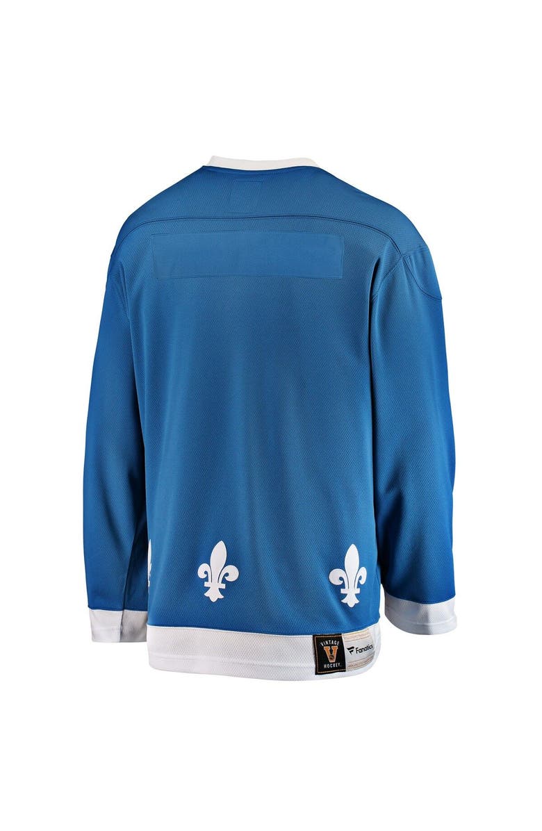 FANATICS Men's Fanatics Branded Blue Quebec Nordiques Premier Breakaway Heritage Blank Jersey, Alternate, color, 