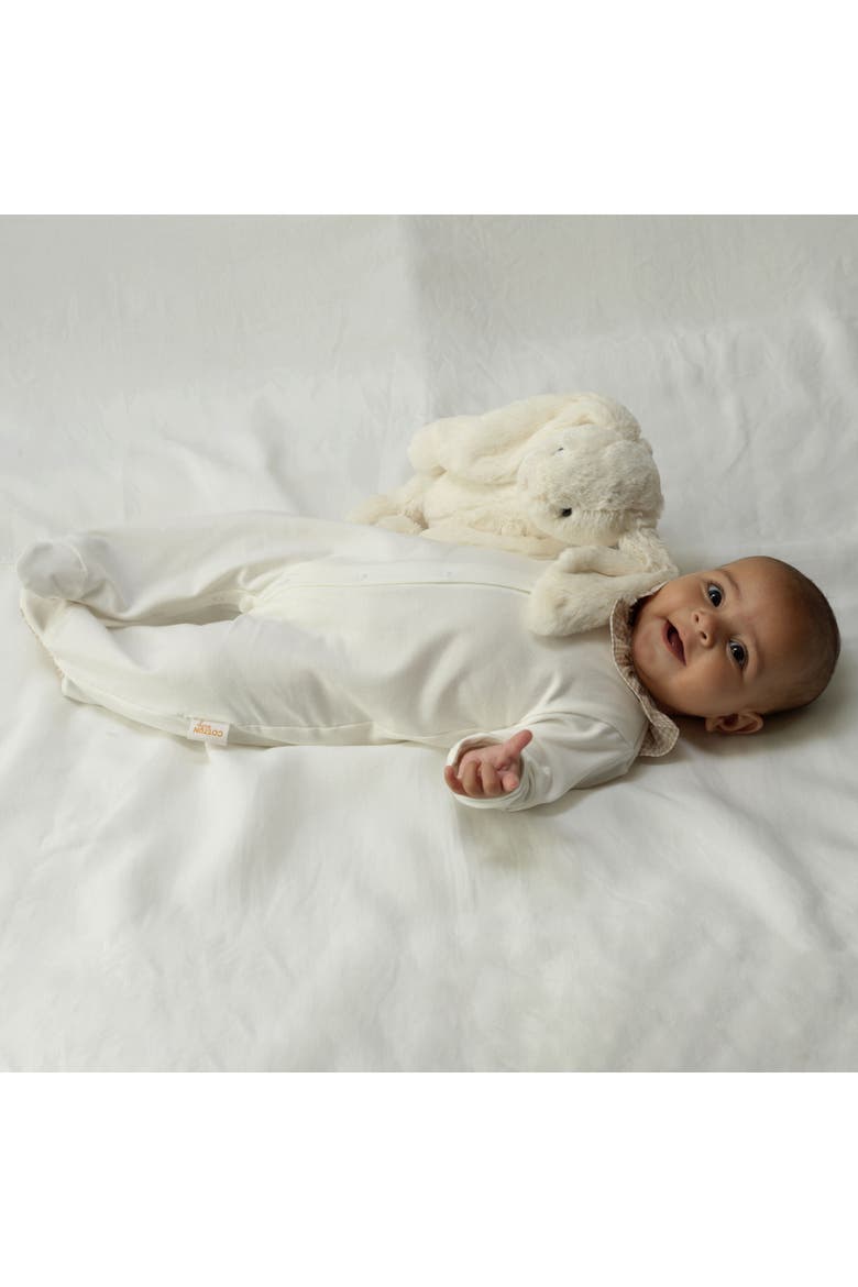 Gingham Frill Collar Babygro, Alternate, color, White