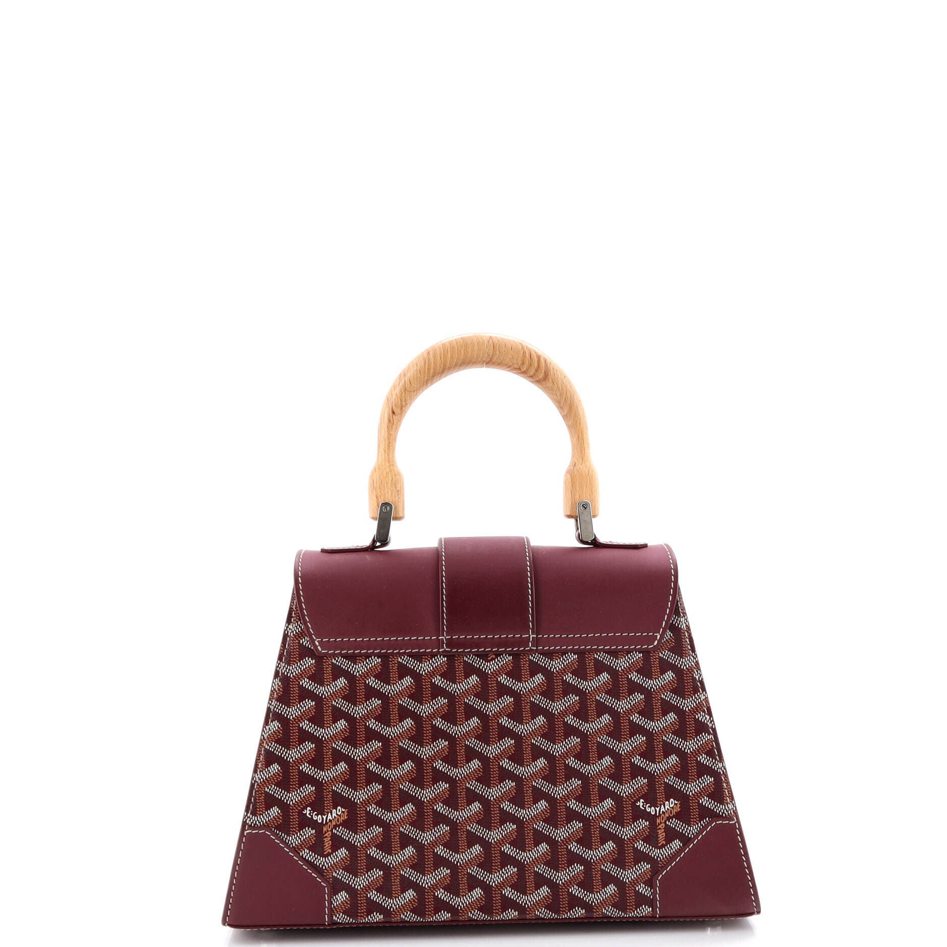 Pre-Owned Goyard Saigon Top Handle Bag Coated Canvas with Leather PM, Alternate, color, Red