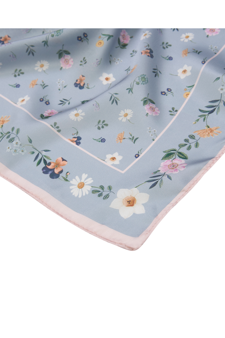 Ditsy Sprigs Silky Scarf, Alternate, color, Dusky Blue