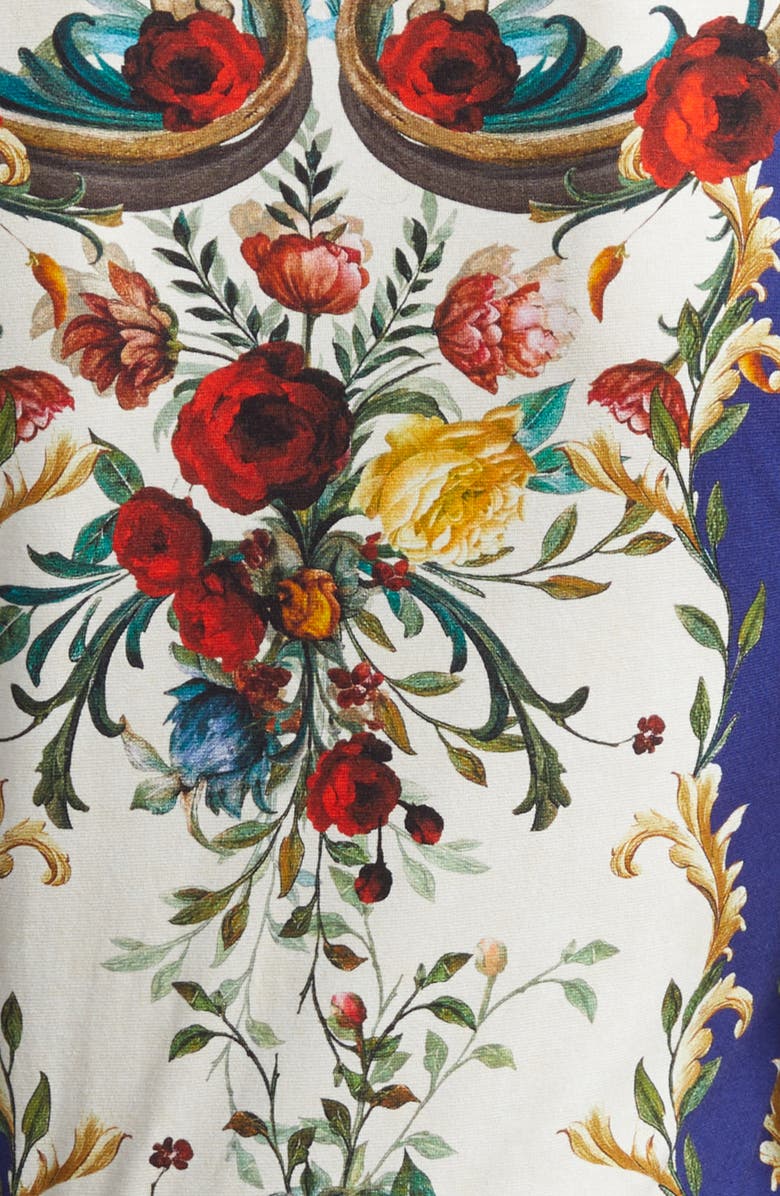 Alice + Olivia Delaina Floral Long Sleeve Mesh Top, Alternate, color, Gilded Rose