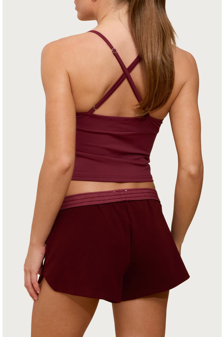 Felice Cross Back Crop Tank, Alternate, color, BURGUNDY